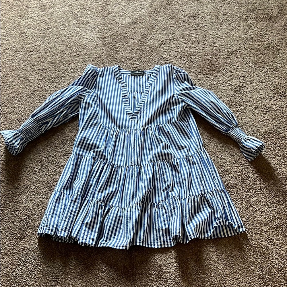 Blue and White Striped Dress